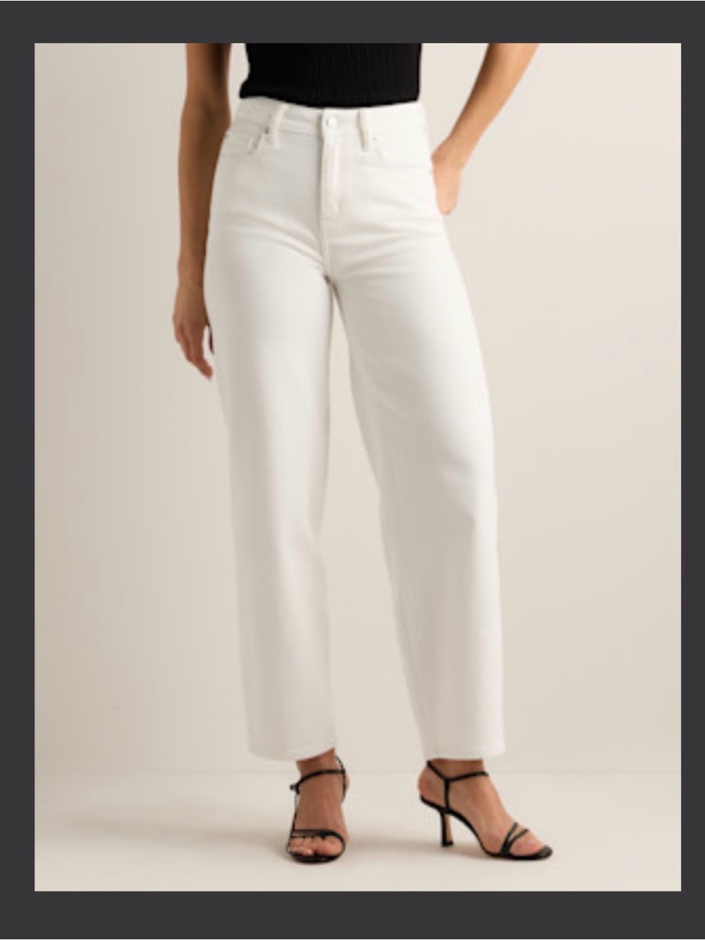Quince Bella Stretch Barrel Jeans in ghost white, size 25